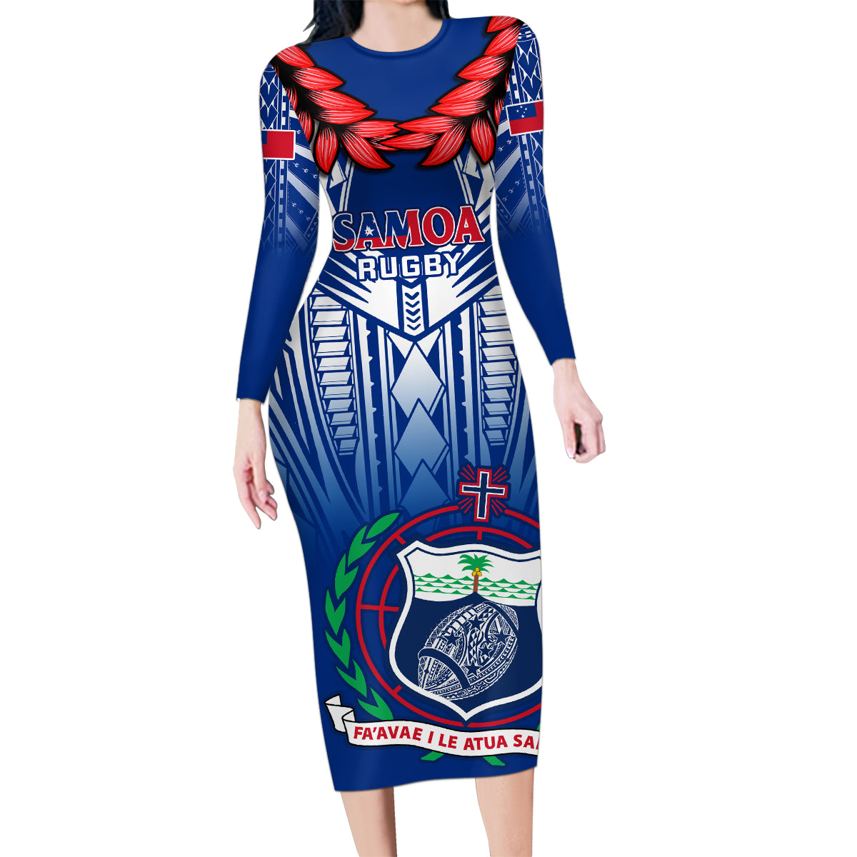 samoa-rugby-family-matching-long-sleeve-bodycon-dress-and-hawaiian-shirt-2023-go-manu-samoa-with-ula-fala-style
