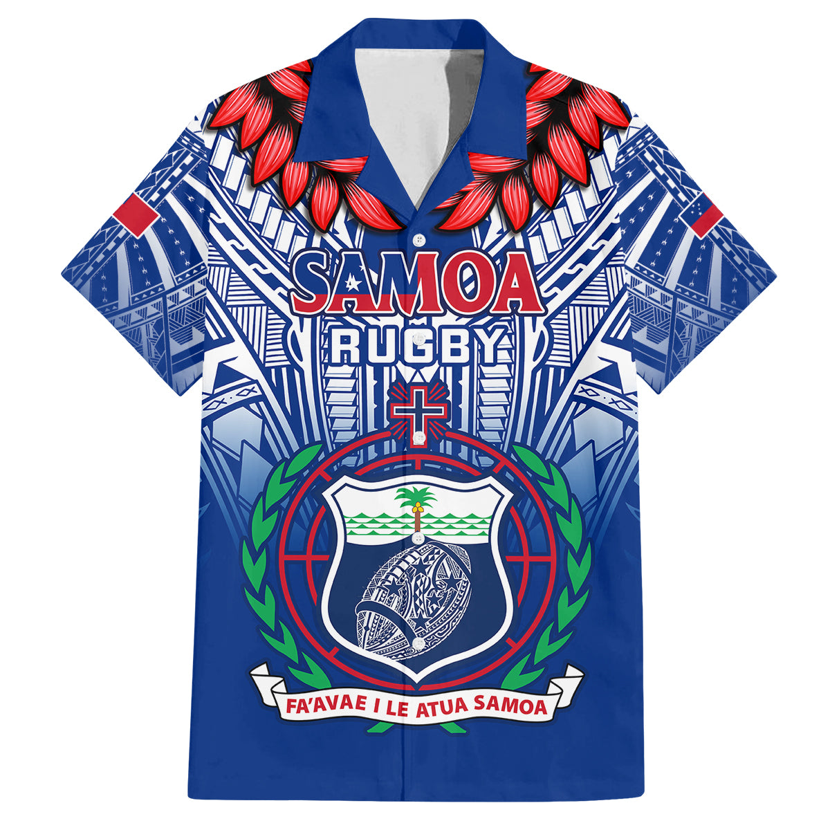 Samoa Rugby Kid Hawaiian Shirt 2023 Go Manu Samoa With Ula Fala Style LT14 Kid Blue - Polynesian Pride