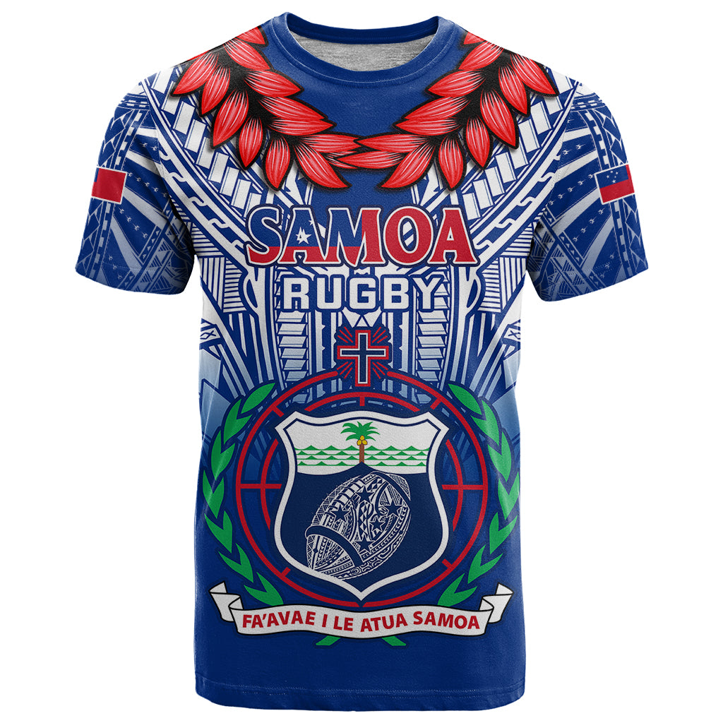 Samoa Rugby T Shirt 2023 Go Manu Samoa With Ula Fala Style LT14 Blue - Polynesian Pride