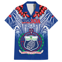 Custom Samoa Rugby Kid Hawaiian Shirt 2023 Go Manu Samoa With Ula Fala Style LT14 Kid Blue - Polynesian Pride