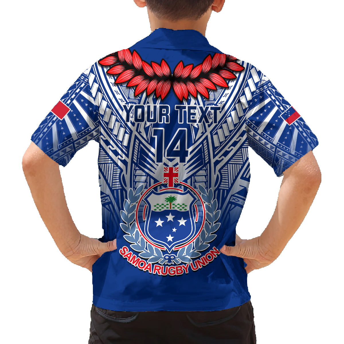 Custom Samoa Rugby Kid Hawaiian Shirt 2023 Go Manu Samoa With Ula Fala Style LT14 - Polynesian Pride