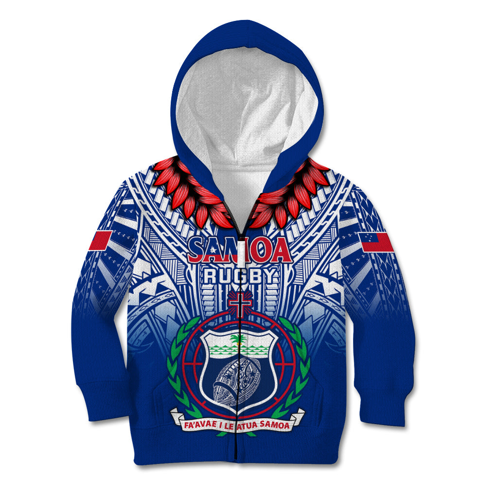 Custom Samoa Rugby Kid Hoodie 2023 Go Manu Samoa With Ula Fala Style LT14 - Polynesian Pride