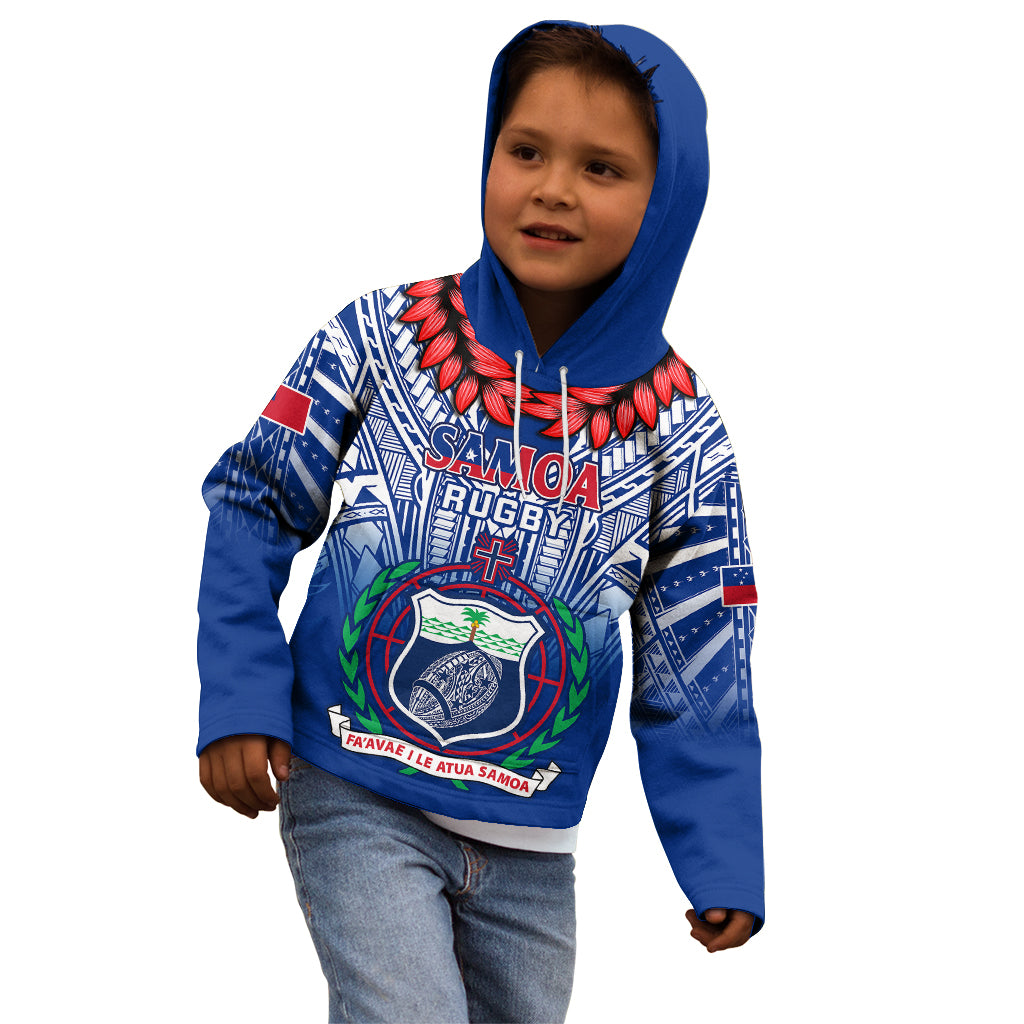 Custom Samoa Rugby Kid Hoodie 2023 Go Manu Samoa With Ula Fala Style LT14 - Polynesian Pride