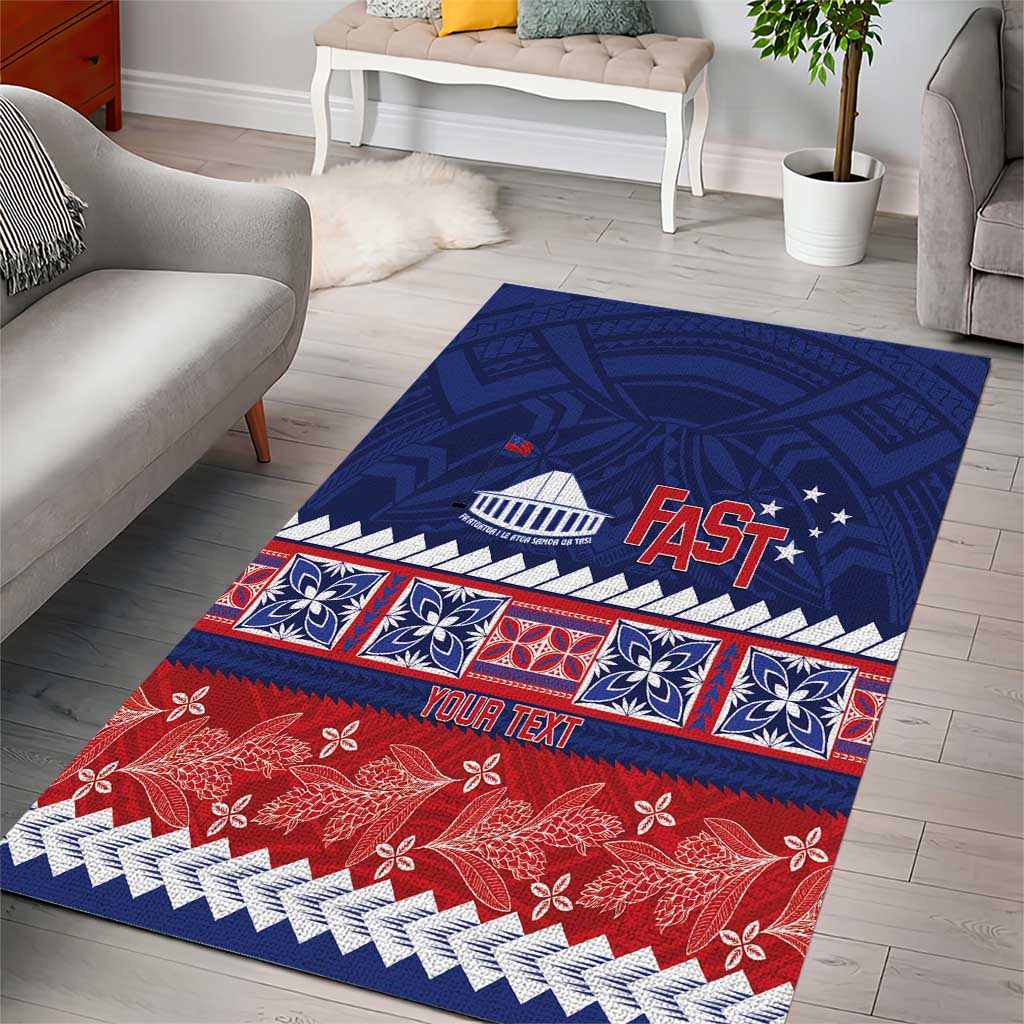 Personalised FAST Samoa Siapo Area Rug Teuila Flowers Samoan Pattern - Polynesian Pride