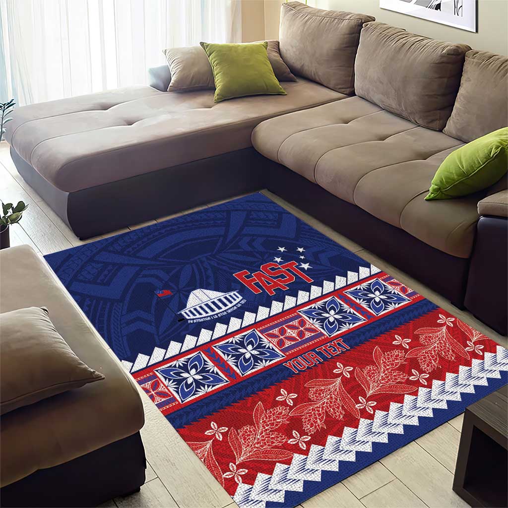 Personalised FAST Samoa Siapo Area Rug Teuila Flowers Samoan Pattern - Polynesian Pride