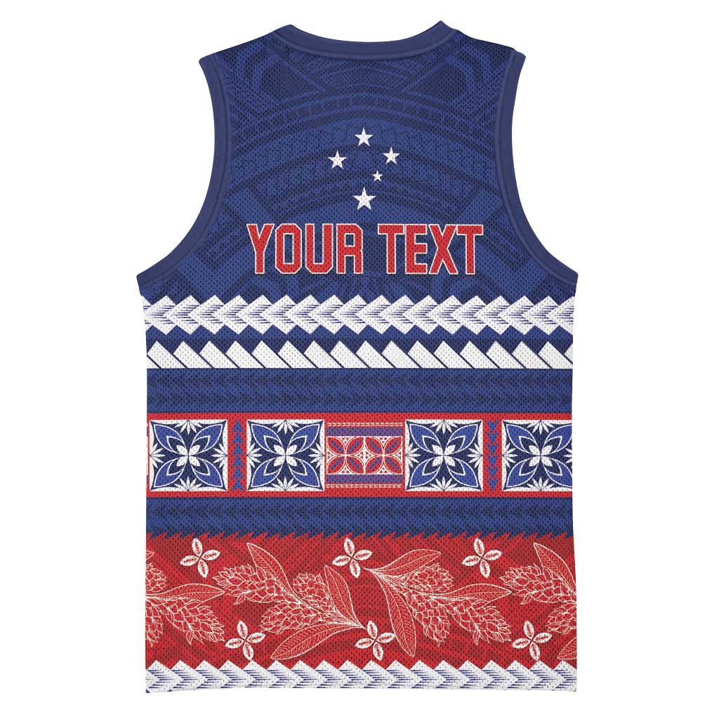 Personalised FAST Samoa Siapo Basketball Jersey Teuila Flowers Samoan Pattern - Polynesian Pride