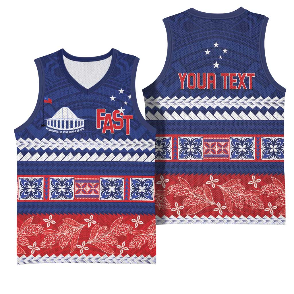 Personalised FAST Samoa Siapo Basketball Jersey Teuila Flowers Samoan Pattern - Polynesian Pride