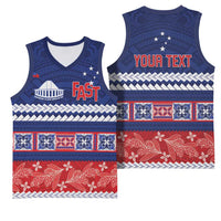 Personalised FAST Samoa Siapo Basketball Jersey Teuila Flowers Samoan Pattern - Polynesian Pride