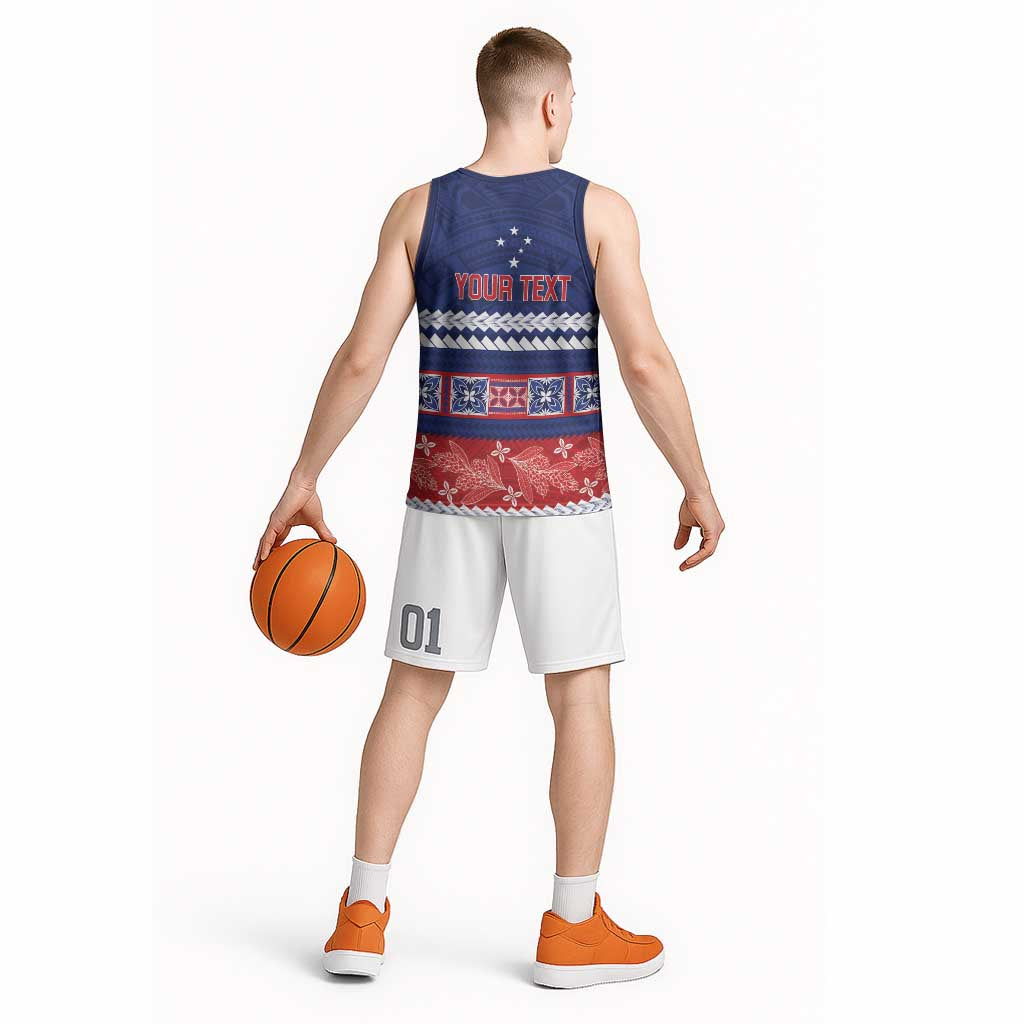 Personalised FAST Samoa Siapo Basketball Jersey Teuila Flowers Samoan Pattern - Polynesian Pride