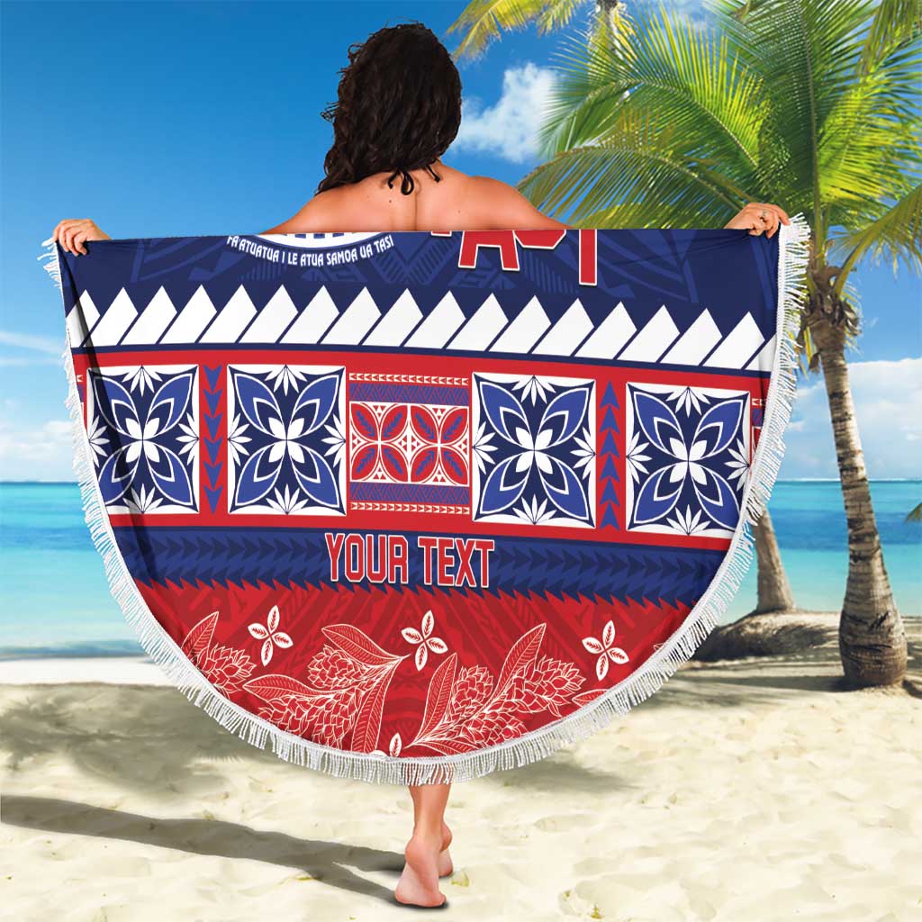 Personalised FAST Samoa Siapo Beach Blanket Teuila Flowers Samoan Pattern - Polynesian Pride