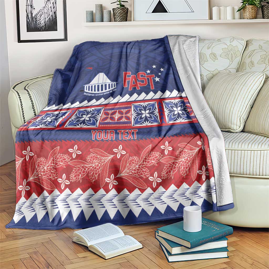 Personalised FAST Samoa Siapo Blanket Teuila Flowers Samoan Pattern - Polynesian Pride