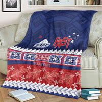 Personalised FAST Samoa Siapo Blanket Teuila Flowers Samoan Pattern - Polynesian Pride