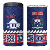 Personalised FAST Samoa Siapo 4 in 1 Can Cooler Tumbler Teuila Flowers Samoan Pattern - Polynesian Pride