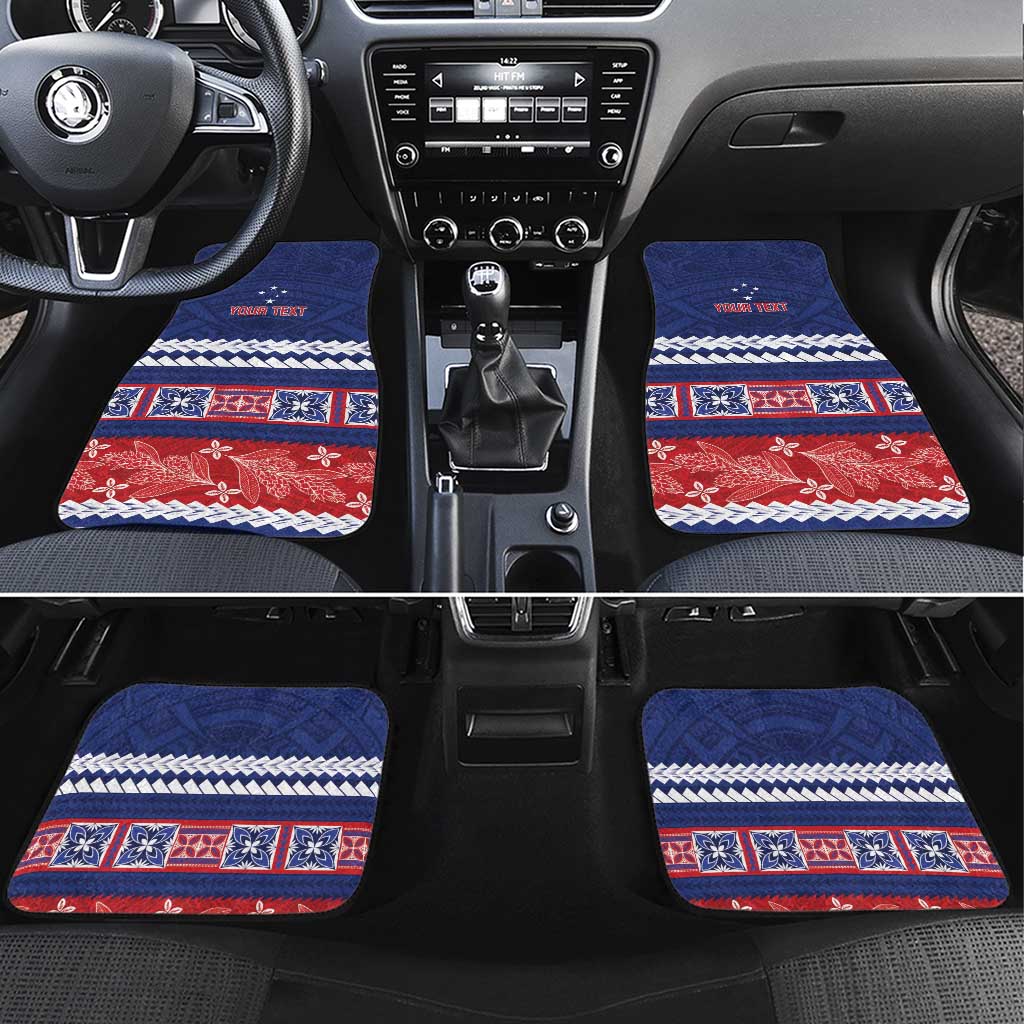 Personalised FAST Samoa Siapo Car Mats Teuila Flowers Samoan Pattern LT14 Set 4pcs Blue - Polynesian Pride
