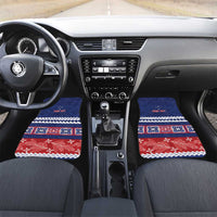 Personalised FAST Samoa Siapo Car Mats Teuila Flowers Samoan Pattern LT14 Set 2pcs - Front Blue - Polynesian Pride