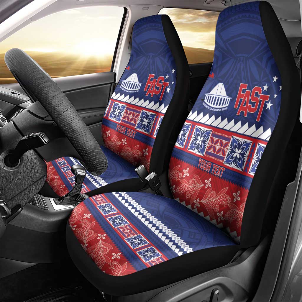 Personalised FAST Samoa Siapo Car Seat Cover Teuila Flowers Samoan Pattern - Polynesian Pride