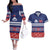 Personalised FAST Samoa Siapo Couples Matching Off The Shoulder Long Sleeve Dress and Hawaiian Shirt Teuila Flowers Samoan Pattern - Polynesian Pride