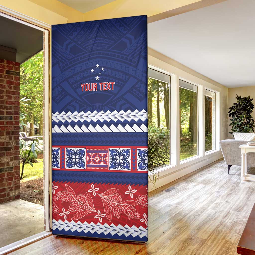 Personalised FAST Samoa Siapo Door Cover Teuila Flowers Samoan Pattern - Polynesian Pride