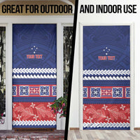 Personalised FAST Samoa Siapo Door Cover Teuila Flowers Samoan Pattern - Polynesian Pride