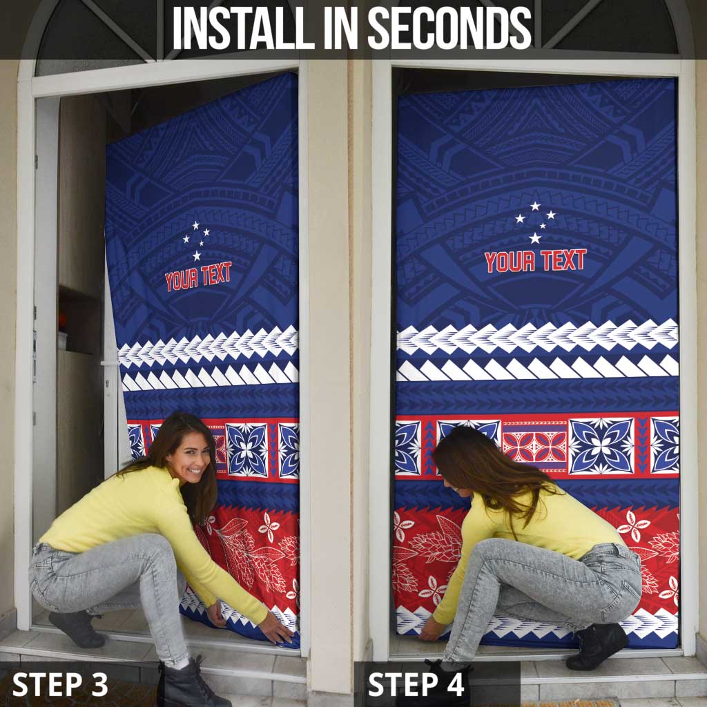 Personalised FAST Samoa Siapo Door Cover Teuila Flowers Samoan Pattern - Polynesian Pride