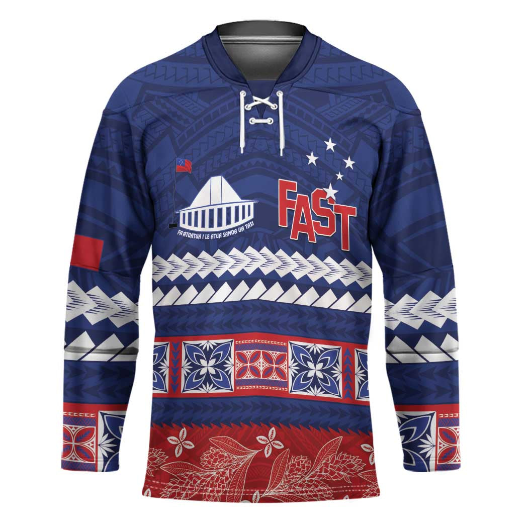 Personalised FAST Samoa Siapo Hockey Jersey Teuila Flowers Samoan Pattern - Polynesian Pride