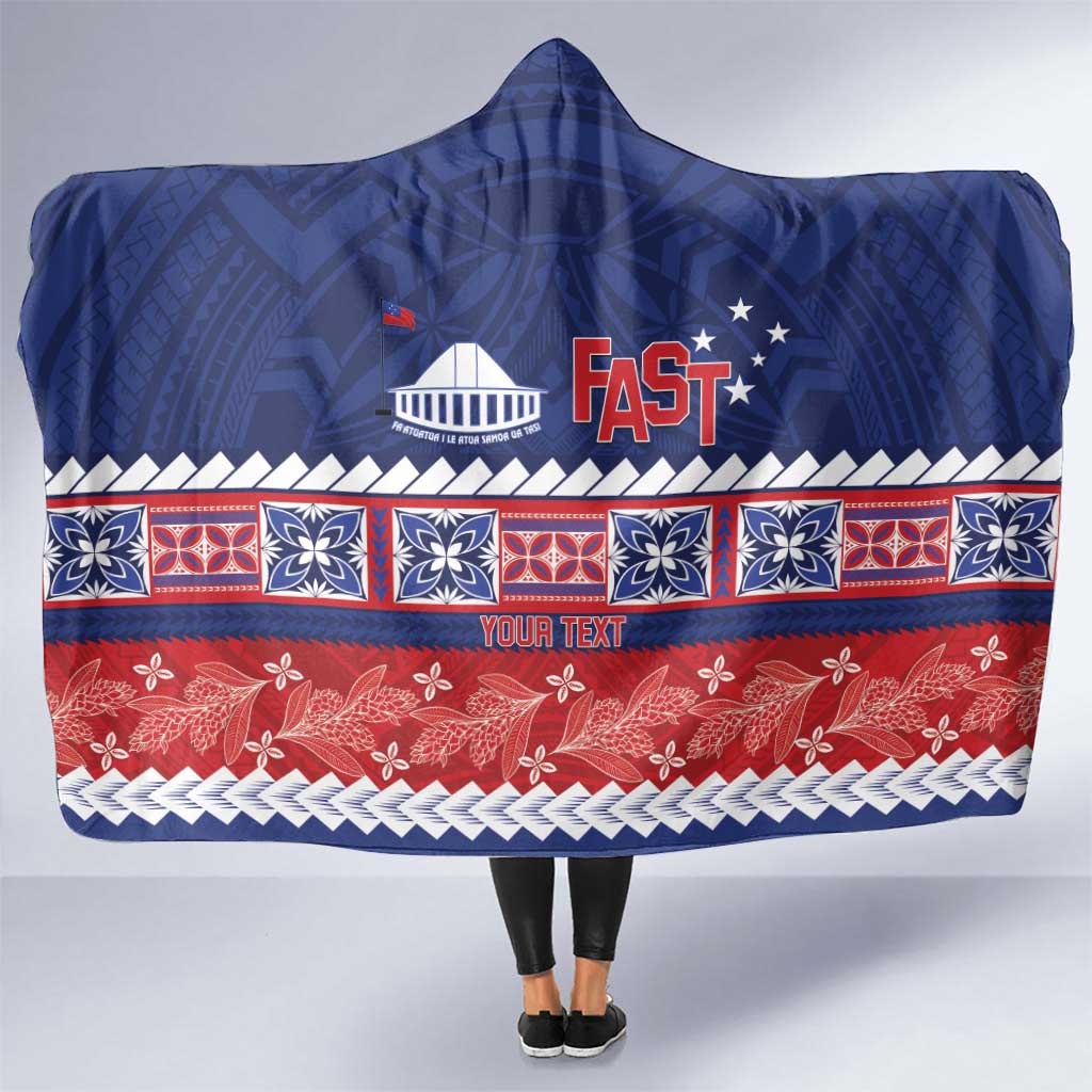 Personalised FAST Samoa Siapo Hooded Blanket Teuila Flowers Samoan Pattern - Polynesian Pride