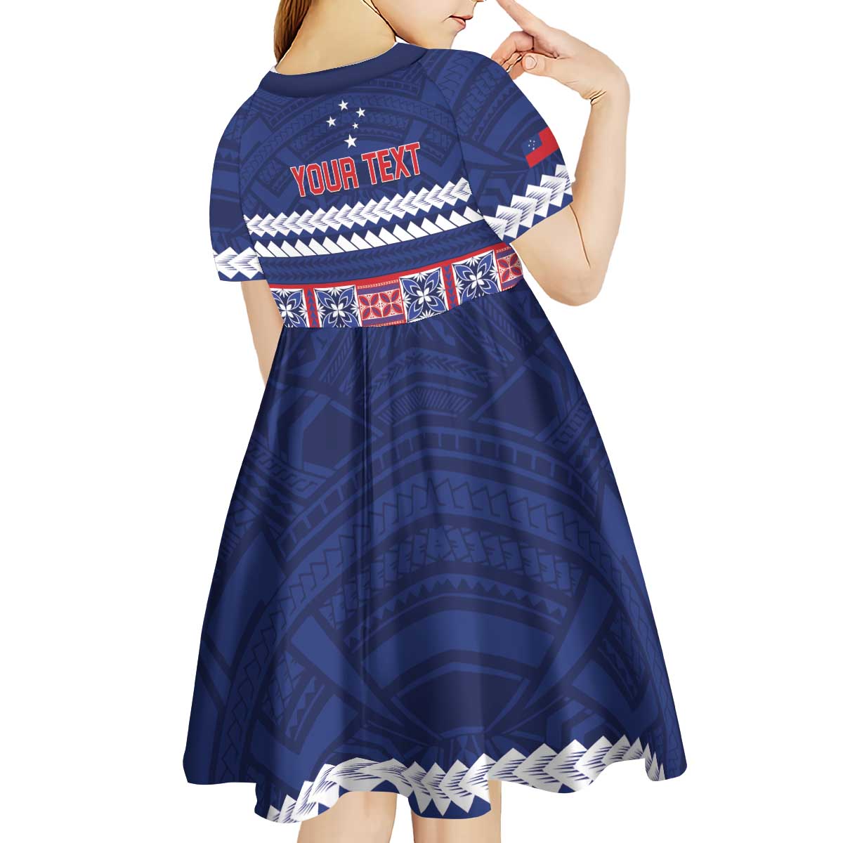 Personalised FAST Samoa Siapo Kid Short Sleeve Dress Teuila Flowers Samoan Pattern - Polynesian Pride