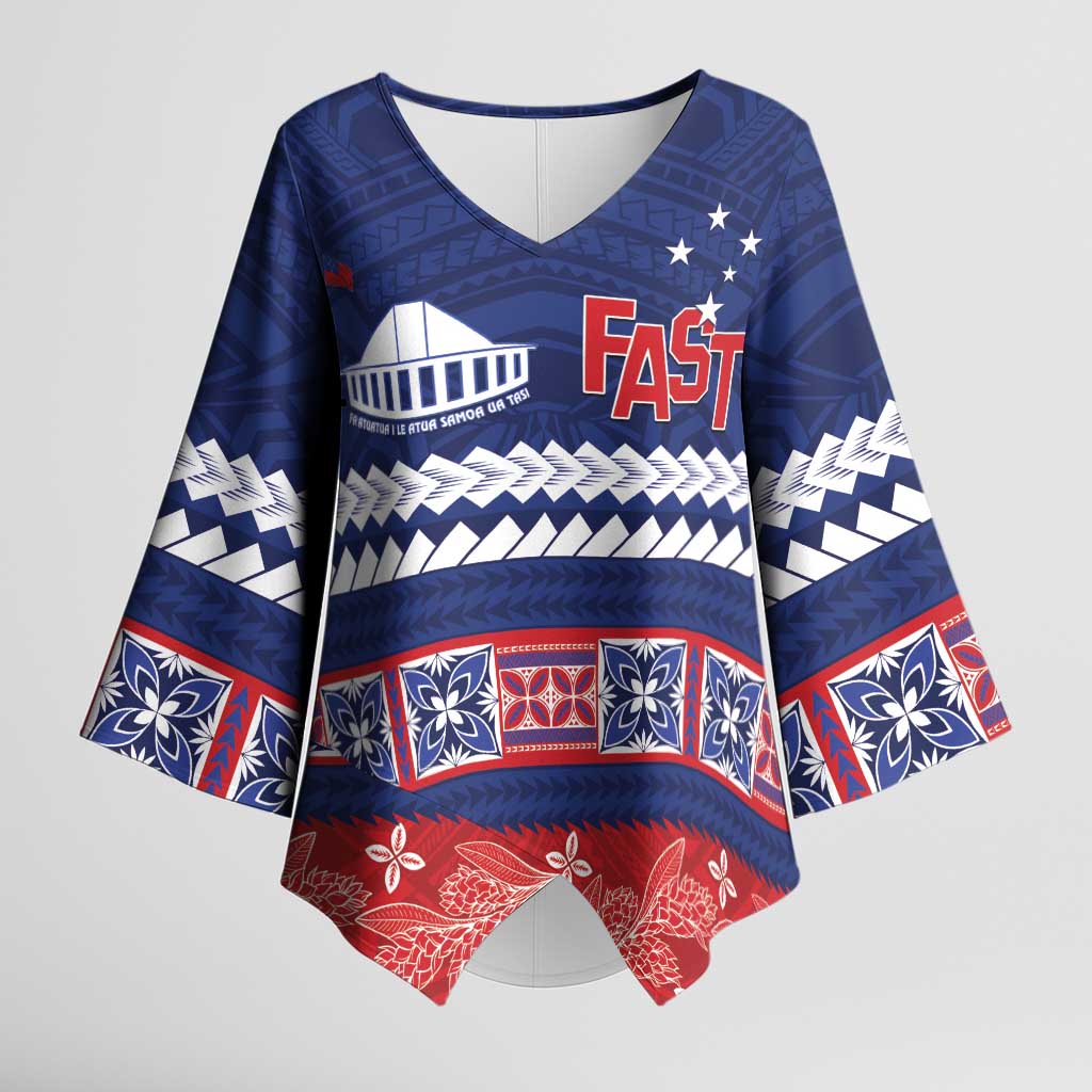 Personalised FAST Samoa Siapo Kimono Sleeve Blouse Teuila Flowers Samoan Pattern - Polynesian Pride
