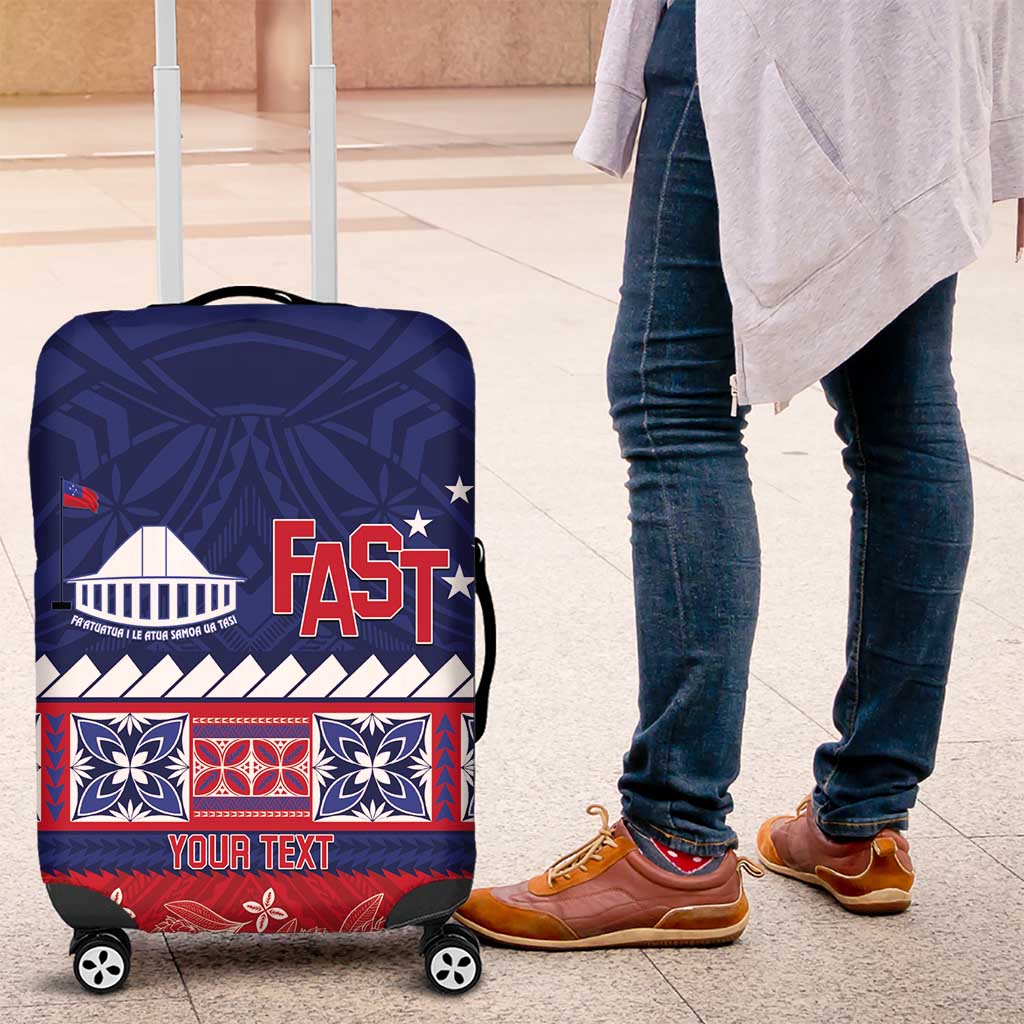 Personalised FAST Samoa Siapo Luggage Cover Teuila Flowers Samoan Pattern LT14 Blue - Polynesian Pride
