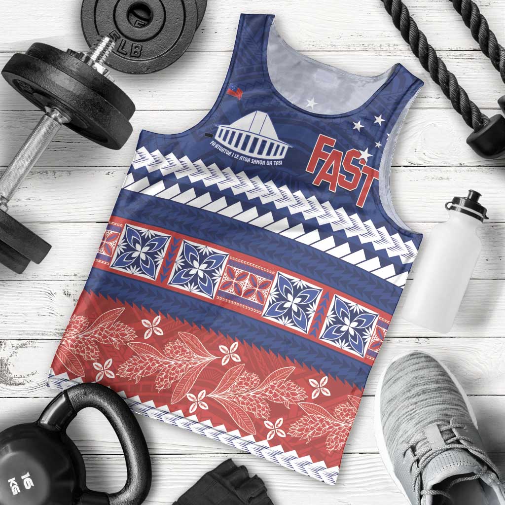 Personalised FAST Samoa Siapo Men Tank Top Teuila Flowers Samoan Pattern - Polynesian Pride