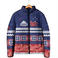 Personalised FAST Samoa Siapo Padded Jacket Teuila Flowers Samoan Pattern - Polynesian Pride