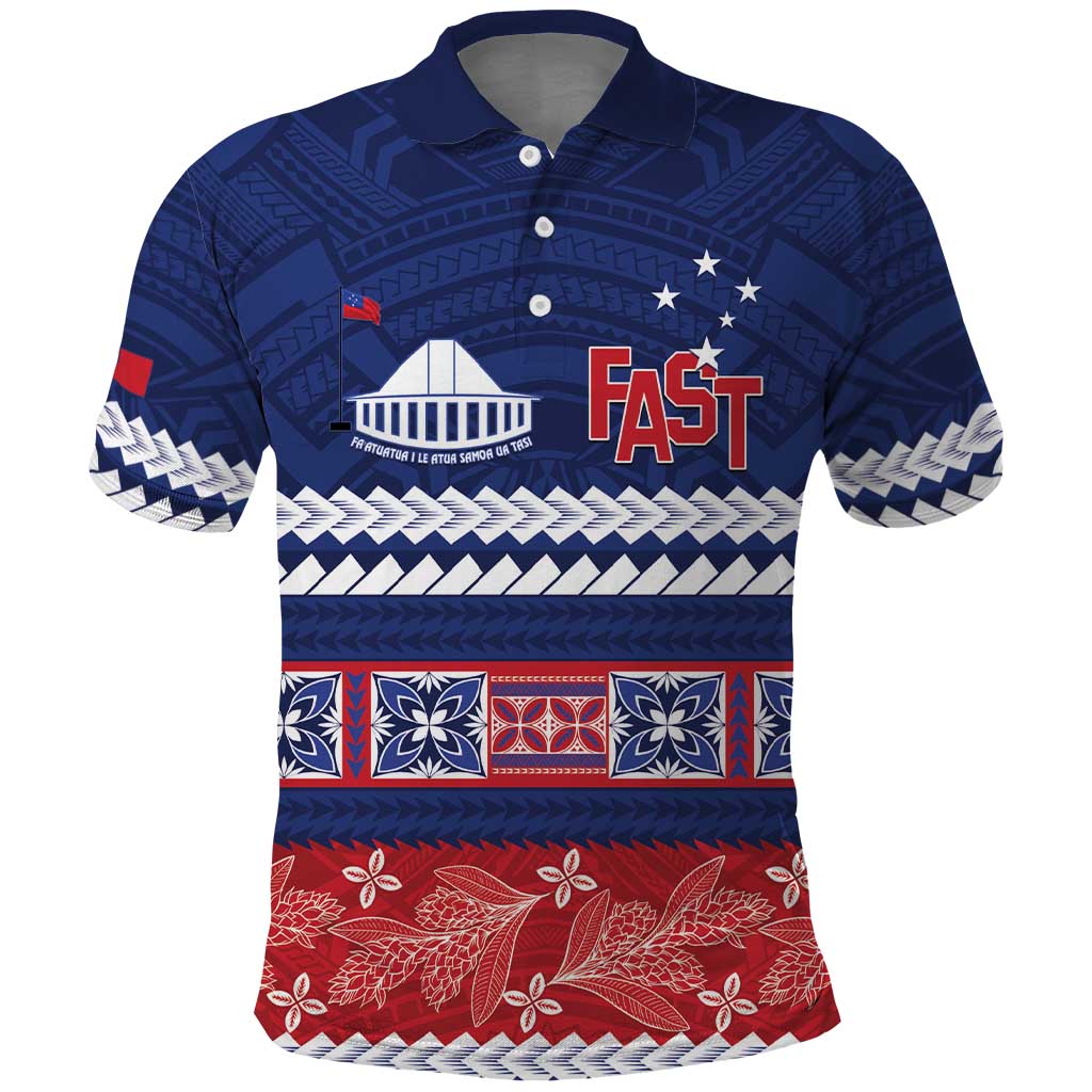 Personalised FAST Samoa Siapo Polo Shirt Teuila Flowers Samoan Pattern - Polynesian Pride