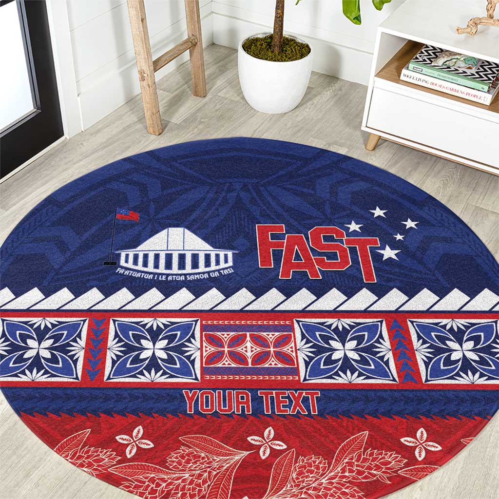 Personalised FAST Samoa Siapo Round Carpet Teuila Flowers Samoan Pattern - Polynesian Pride
