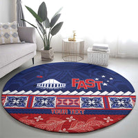 Personalised FAST Samoa Siapo Round Carpet Teuila Flowers Samoan Pattern - Polynesian Pride