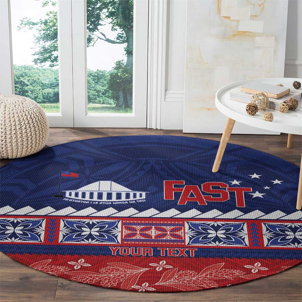 Personalised FAST Samoa Siapo Round Carpet Teuila Flowers Samoan Pattern - Polynesian Pride