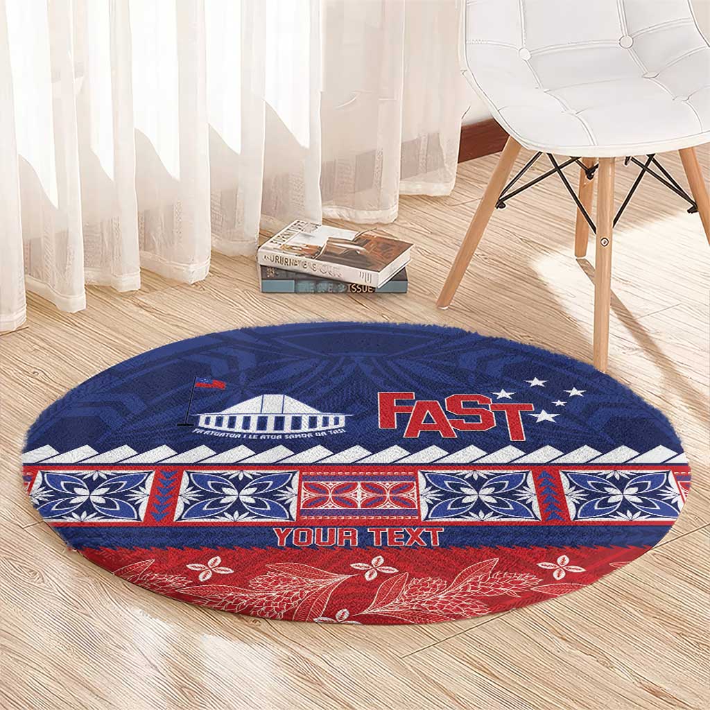Personalised FAST Samoa Siapo Round Carpet Teuila Flowers Samoan Pattern - Polynesian Pride