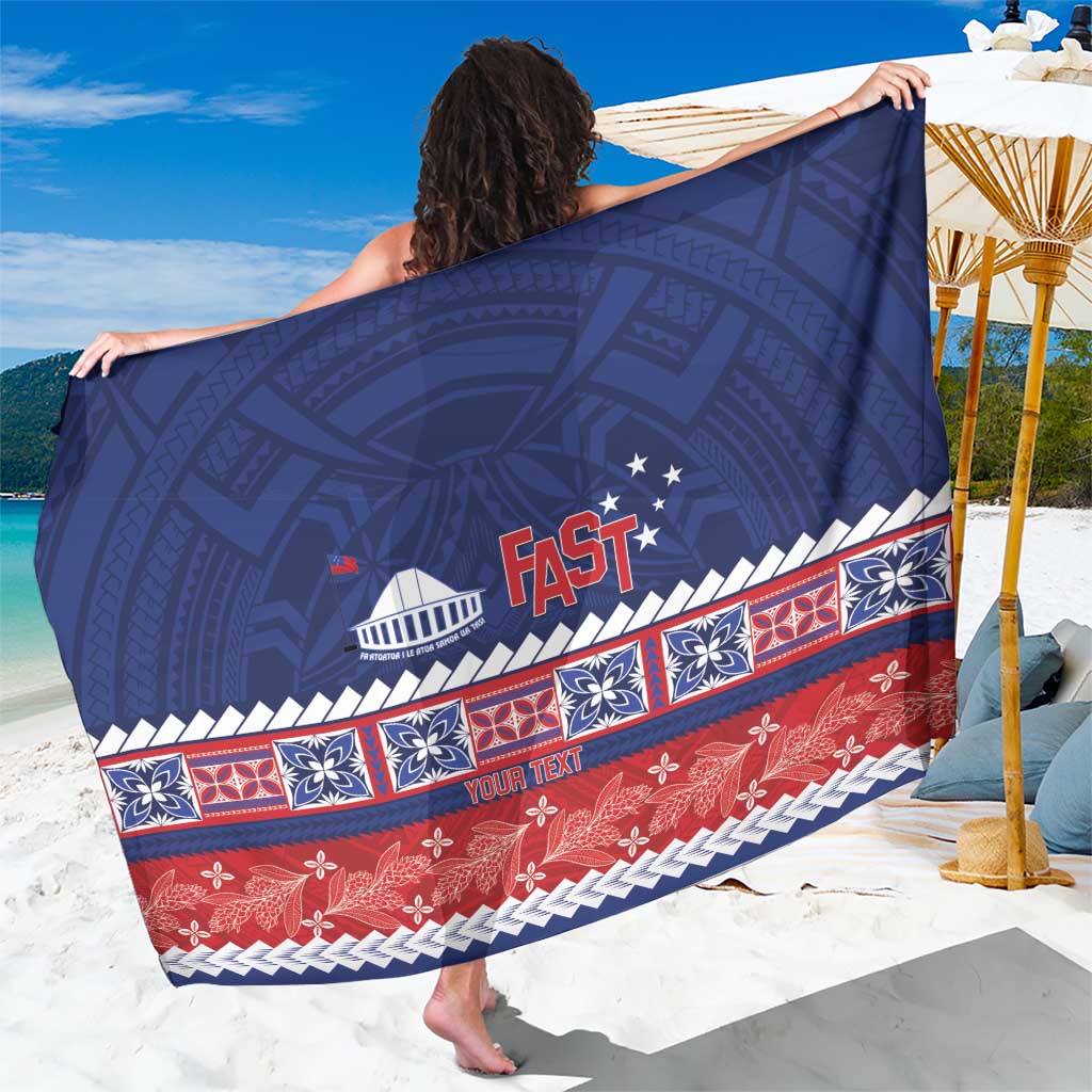 Personalised FAST Samoa Siapo Sarong Teuila Flowers Samoan Pattern LT14 One Size 44 x 66 inches Blue - Polynesian Pride