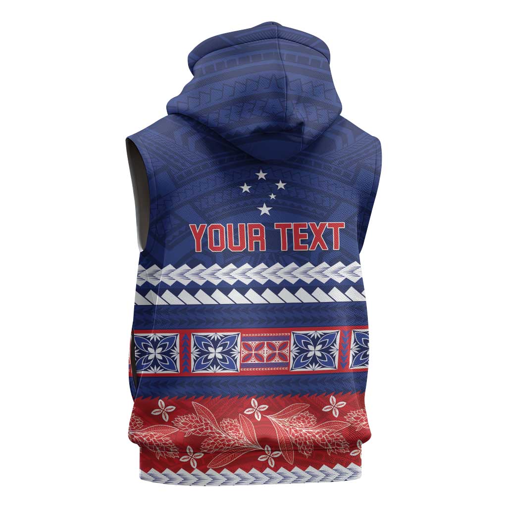 Personalised FAST Samoa Siapo Sleeveless Hoodie Teuila Flowers Samoan Pattern - Polynesian Pride