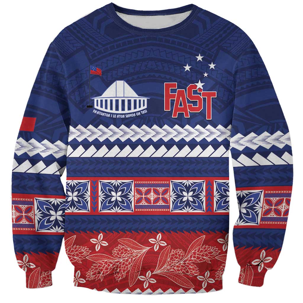 Personalised FAST Samoa Siapo Sweatshirt Teuila Flowers Samoan Pattern - Polynesian Pride