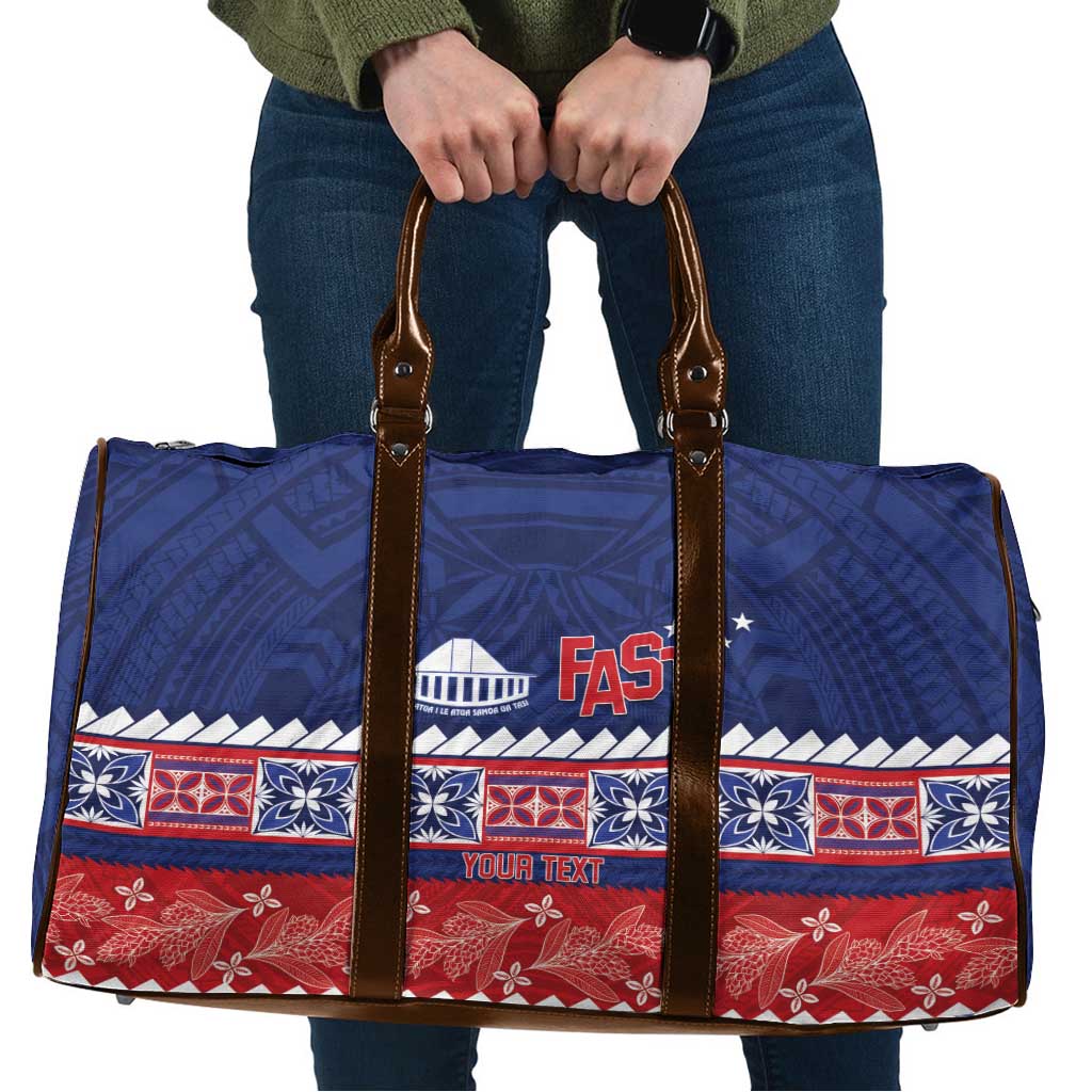 Personalised FAST Samoa Siapo Travel Bag Teuila Flowers Samoan Pattern LT14 Blue - Polynesian Pride