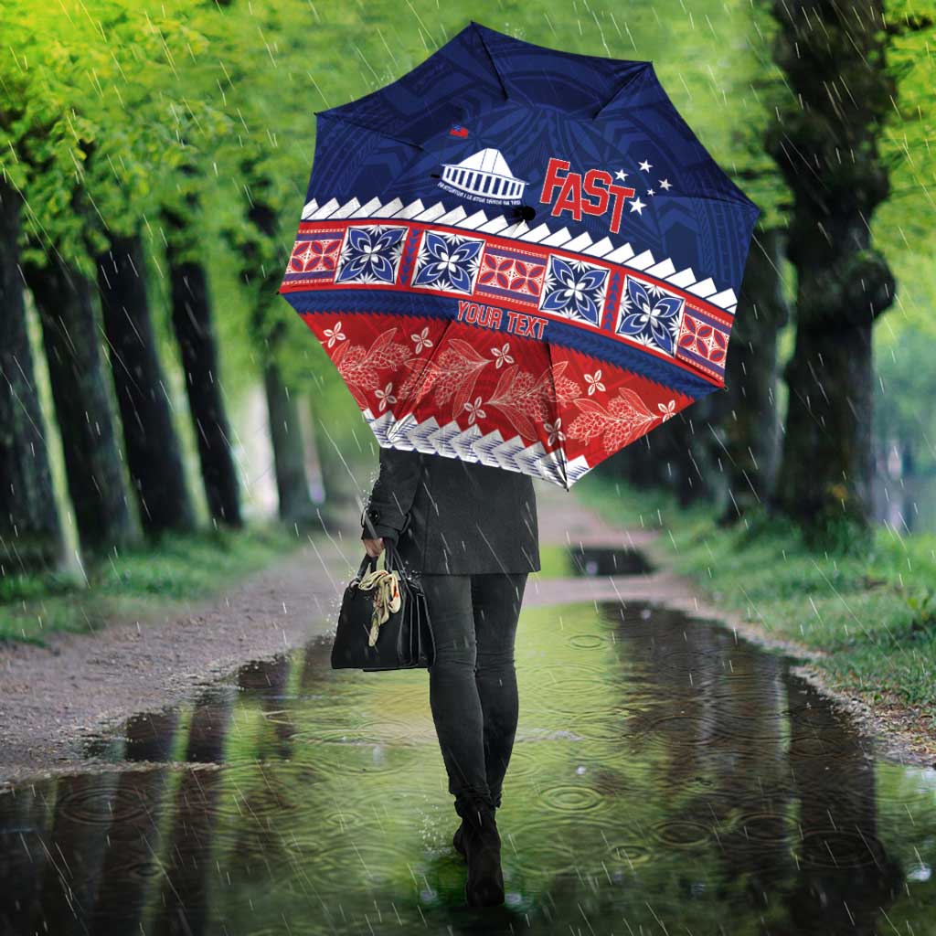 Personalised FAST Samoa Siapo Umbrella Teuila Flowers Samoan Pattern - Polynesian Pride