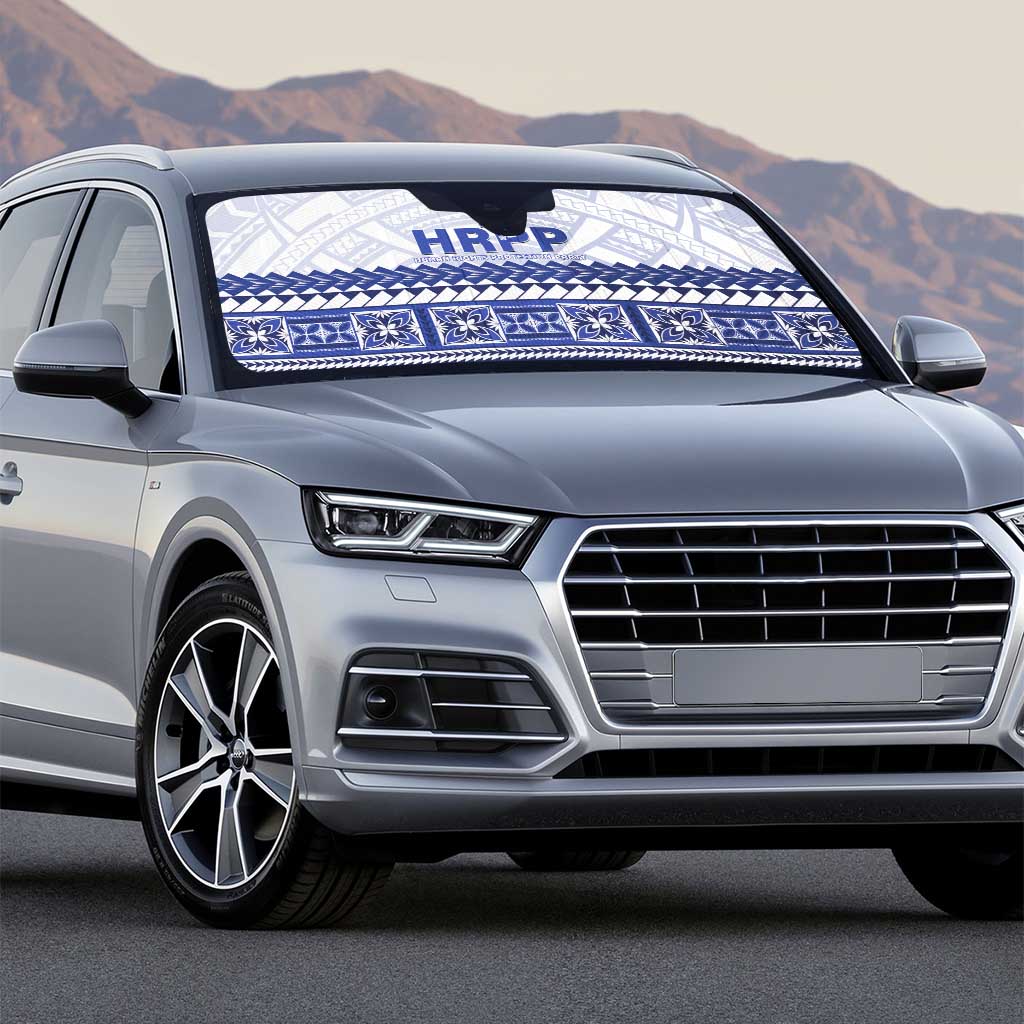 HRPP Samoa Siapo Auto Sun Shade Teuila Flowers Samoan Pattern - Polynesian Pride