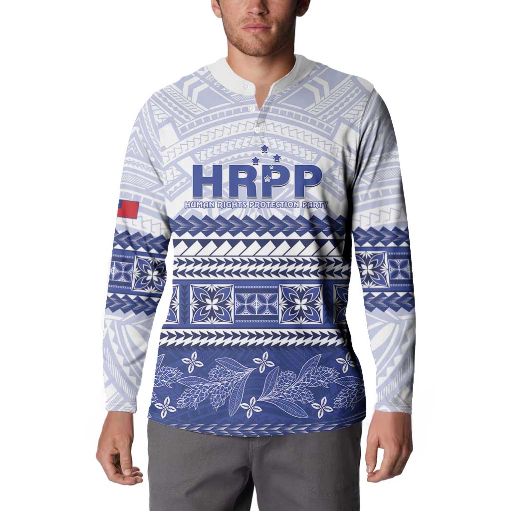 Personalised HRPP Samoa Siapo Button Sweatshirt Teuila Flowers Samoan Pattern - Polynesian Pride
