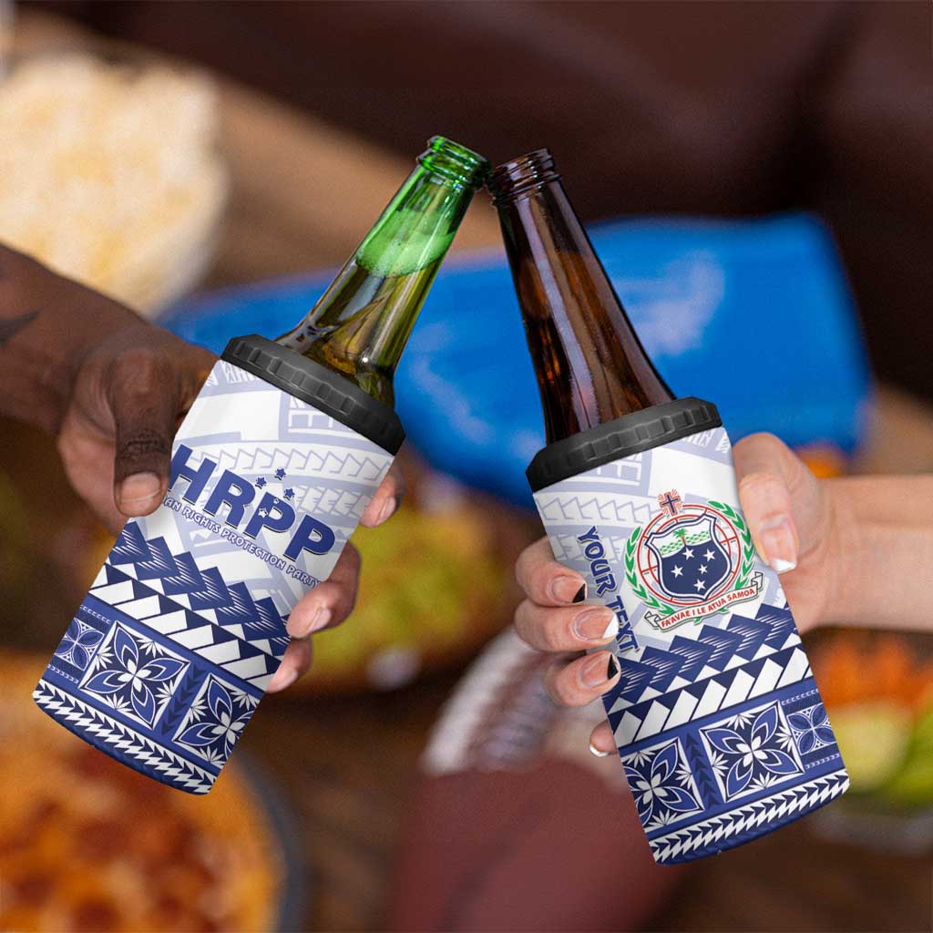 Personalised HRPP Samoa Siapo 4 in 1 Can Cooler Tumbler Teuila Flowers Samoan Pattern - Polynesian Pride