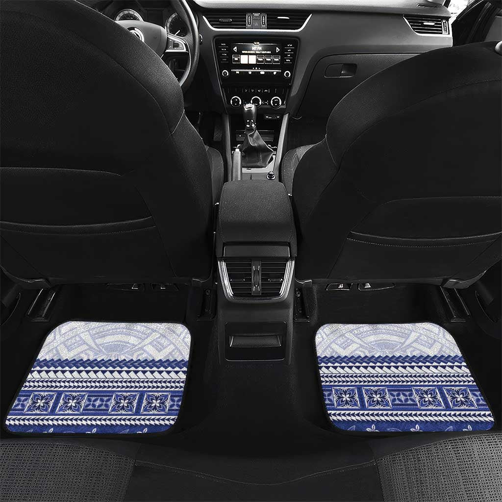 Personalised HRPP Samoa Siapo Car Mats Teuila Flowers Samoan Pattern LT14 Set 2pcs - Back White - Polynesian Pride