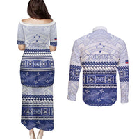 Personalised HRPP Samoa Siapo Couples Matching Puletasi and Long Sleeve Button Shirt Teuila Flowers Samoan Pattern - Polynesian Pride