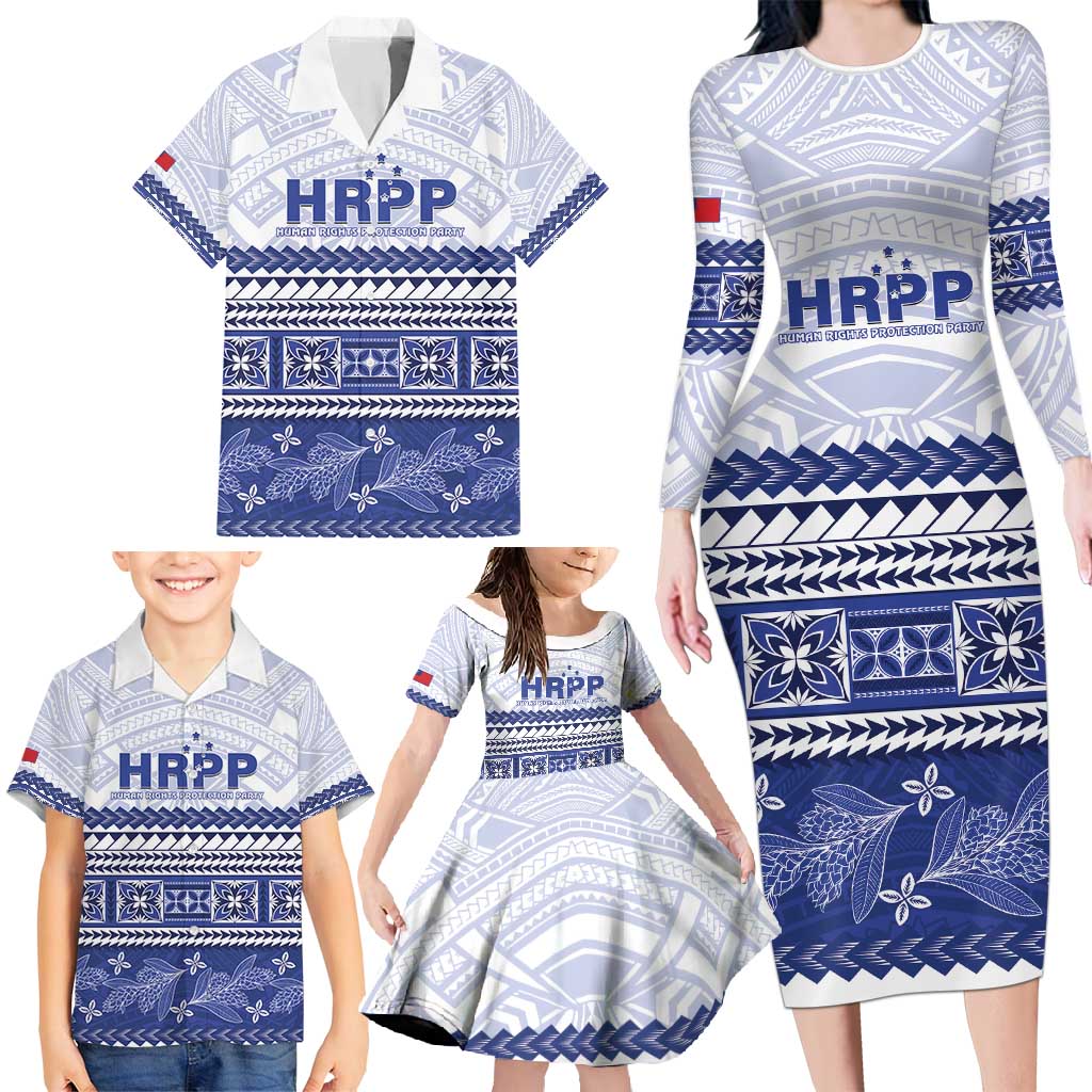 Personalised HRPP Samoa Siapo Family Matching Long Sleeve Bodycon Dress and Hawaiian Shirt Teuila Flowers Samoan Pattern - Polynesian Pride