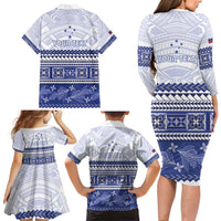 Personalised HRPP Samoa Siapo Family Matching Long Sleeve Bodycon Dress and Hawaiian Shirt Teuila Flowers Samoan Pattern - Polynesian Pride