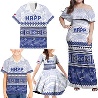 Personalised HRPP Samoa Siapo Family Matching Off Shoulder Maxi Dress and Hawaiian Shirt Teuila Flowers Samoan Pattern - Polynesian Pride
