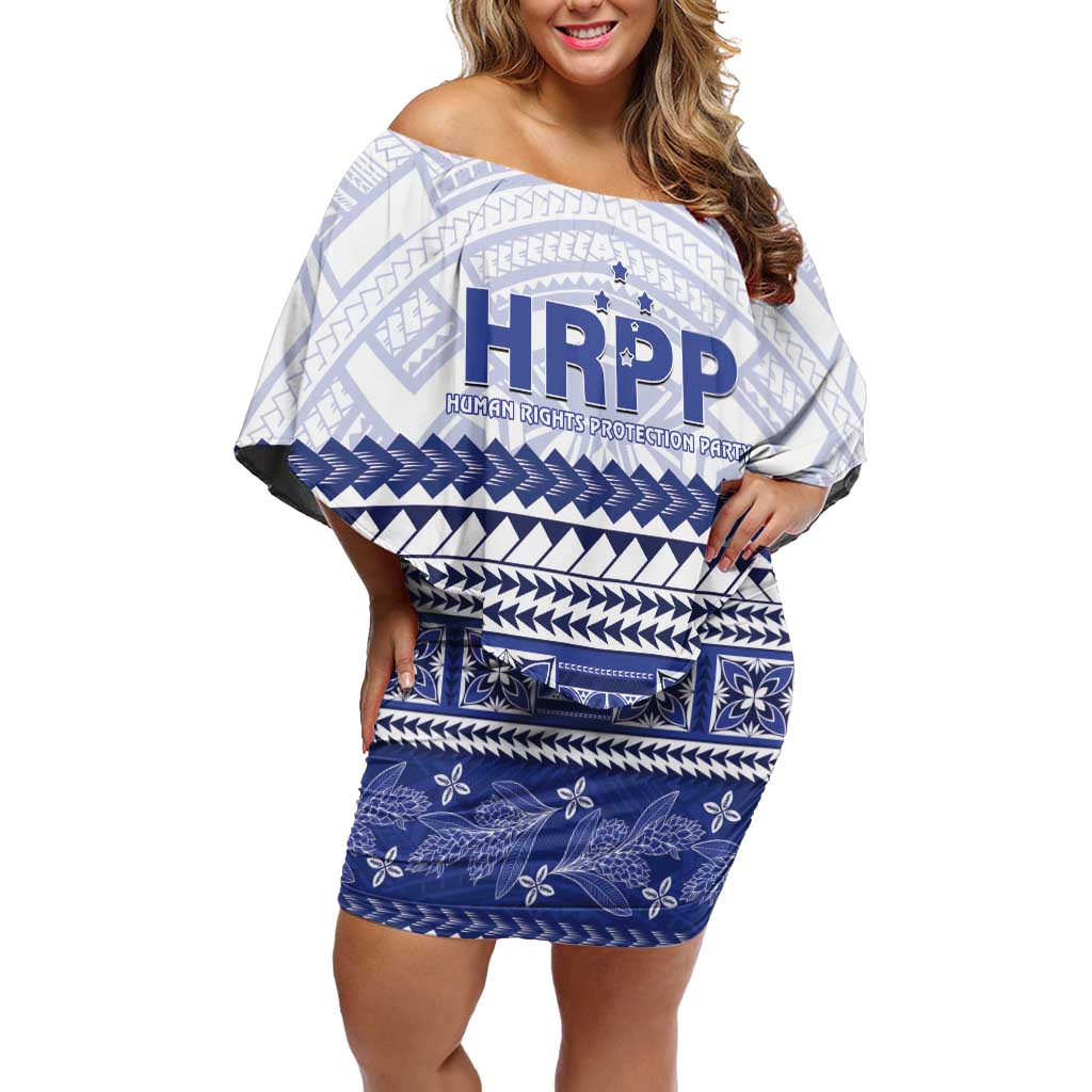 Personalised HRPP Samoa Siapo Family Matching Off Shoulder Short Dress and Hawaiian Shirt Teuila Flowers Samoan Pattern - Polynesian Pride